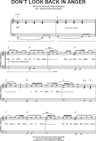 open zoom image for Don't Look Back In Anger - Easy Piano, New, Main