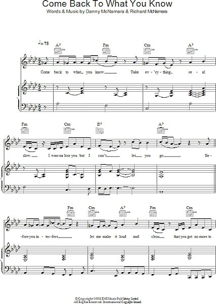 open zoom image for Come Back To What You Know - Piano/Vocal/Guitar, New, Main