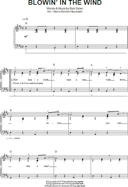 open zoom image for Blowin' In The Wind - Easy Piano, New, Main
