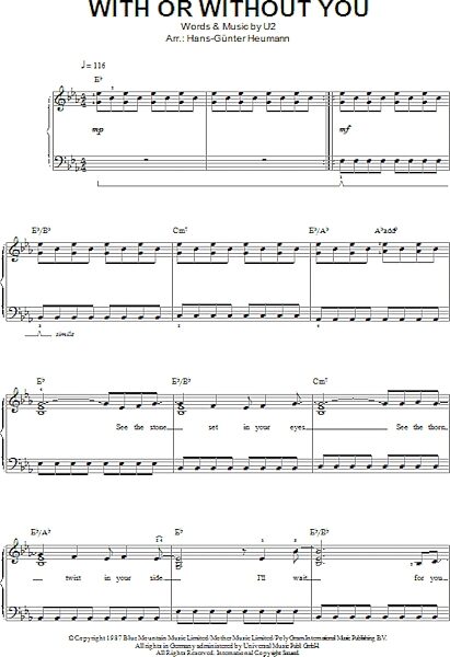 open zoom image for With Or Without You - Easy Piano, New, Main