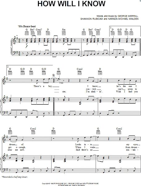 open zoom image for How Will I Know - Piano/Vocal/Guitar, New, Main