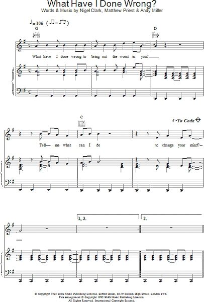 open zoom image for What Have I Done Wrong - Piano/Vocal/Guitar, New, Main