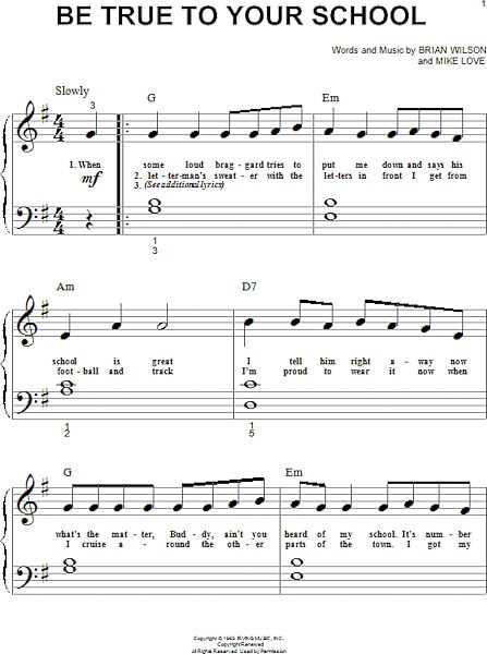 open zoom image for Be True To Your School - Big Note Piano, New, Main