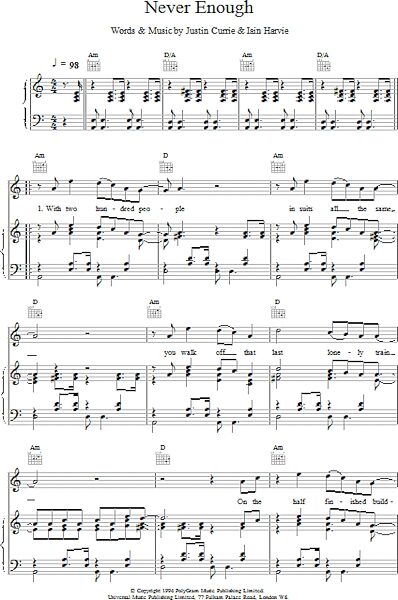 open zoom image for Never Enough - Piano/Vocal/Guitar, New, Main