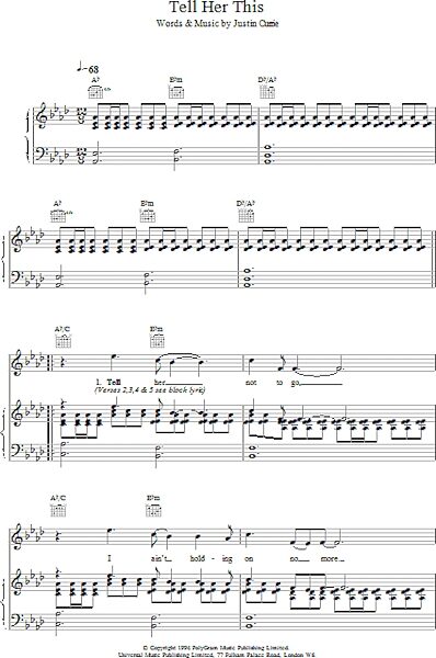open zoom image for Tell Her This - Piano/Vocal/Guitar, New, Main