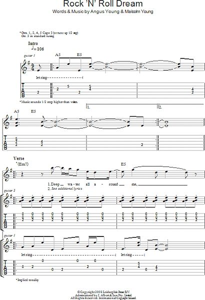 open zoom image for Rock 'N' Roll Dream - Guitar TAB, New, Main