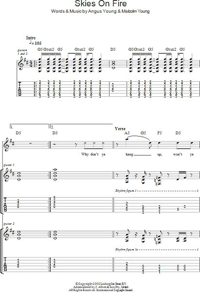 open zoom image for Skies On Fire - Guitar TAB, New, Main