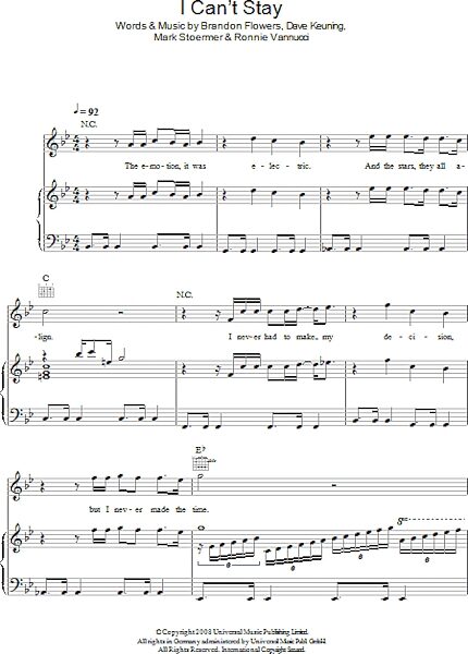 open zoom image for I Can't Stay - Piano/Vocal/Guitar, New, Main