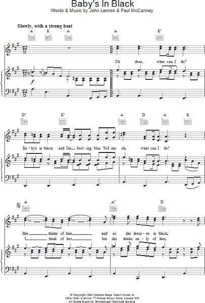 open zoom image for Baby's In Black - Piano/Vocal/Guitar, New, Main