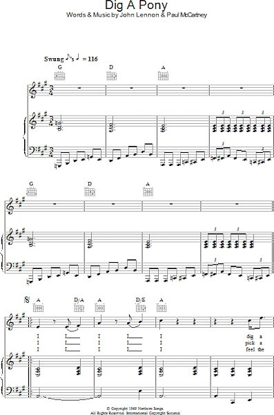 open zoom image for Dig A Pony - Piano/Vocal/Guitar, New, Main