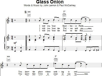 open zoom image for Glass Onion - Piano/Vocal/Guitar, New, Main