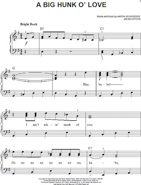 open zoom image for A Big Hunk O' Love - Easy Piano, New, Main