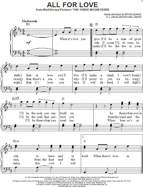 open zoom image for All For Love - Easy Piano, New, Main