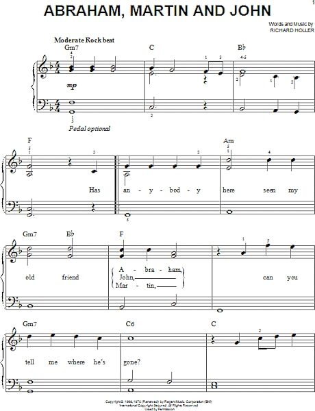 open zoom image for Abraham, Martin And John - Easy Piano, New, Main