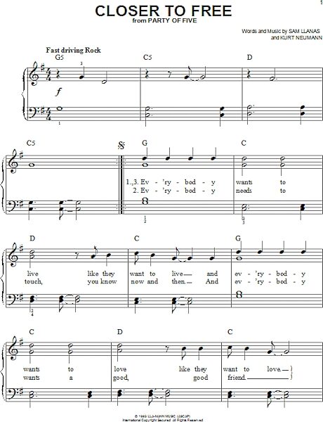 open zoom image for Closer To Free - Easy Piano, New, Main