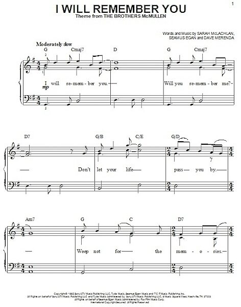 open zoom image for I Will Remember You - Easy Piano, New, Main