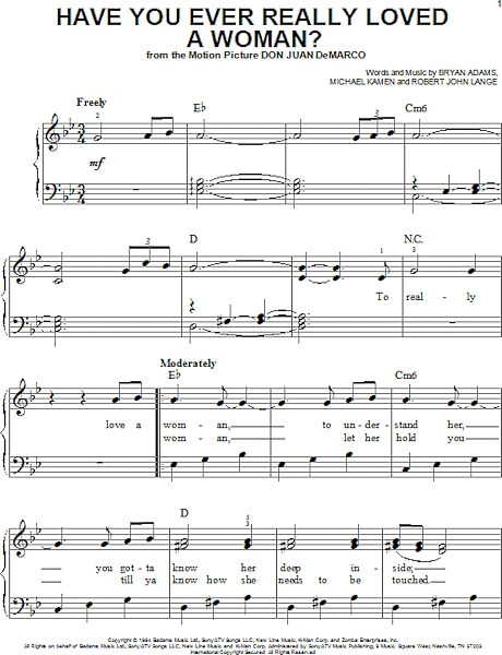 open zoom image for Have You Ever Really Loved A Woman? - Easy Piano, New, Main
