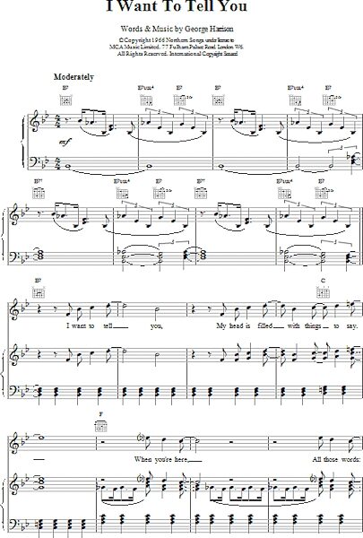 open zoom image for I Want To Tell You - Piano/Vocal/Guitar, New, Main