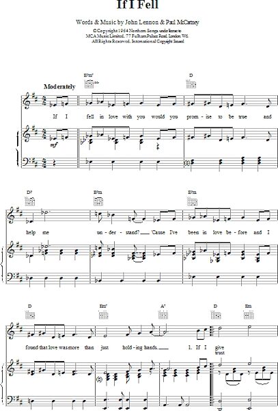 open zoom image for If I Fell - Piano/Vocal/Guitar, New, Main