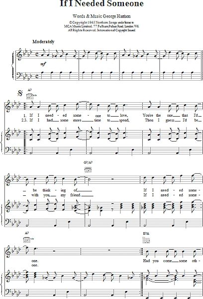open zoom image for If I Needed Someone - Piano/Vocal/Guitar, New, Main