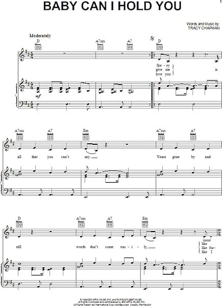open zoom image for Baby Can I Hold You - Piano/Vocal/Guitar, New, Main