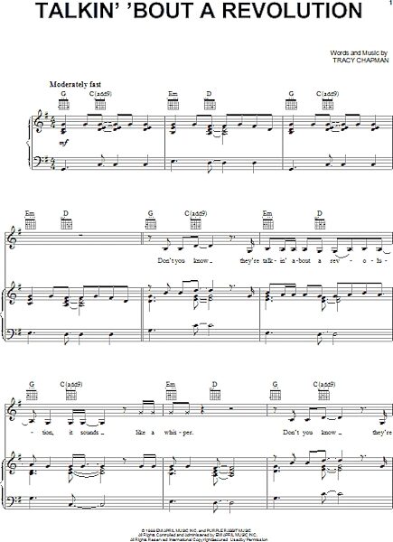 open zoom image for Talkin' Bout A Revolution - Piano/Vocal/Guitar, New, Main