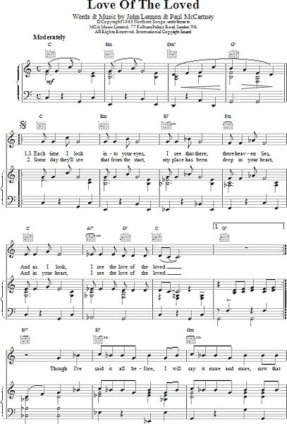 open zoom image for Love Of The Loved - Piano/Vocal/Guitar, New, Main
