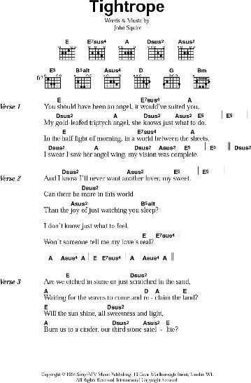 open zoom image for Tightrope - Guitar Chords/Lyrics, New, Main