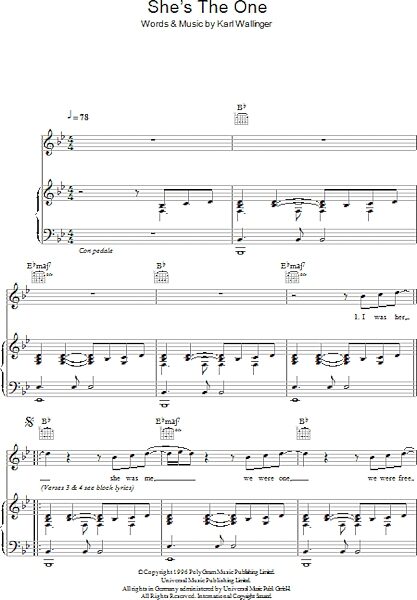 open zoom image for She's The One - Piano/Vocal/Guitar, New, Main