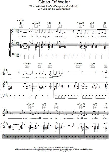open zoom image for Glass Of Water - Piano/Vocal/Guitar, New, Main