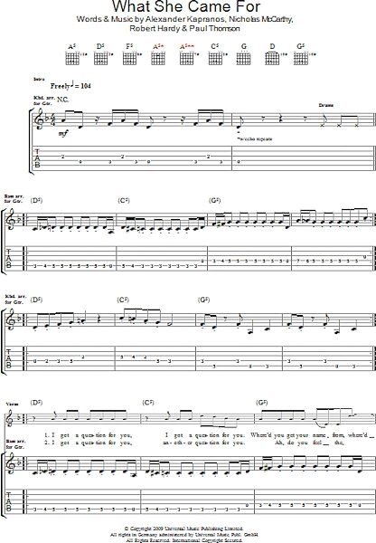 open zoom image for What She Came For - Guitar TAB, New, Main