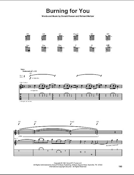 open zoom image for Burning For You - Guitar TAB, New, Main