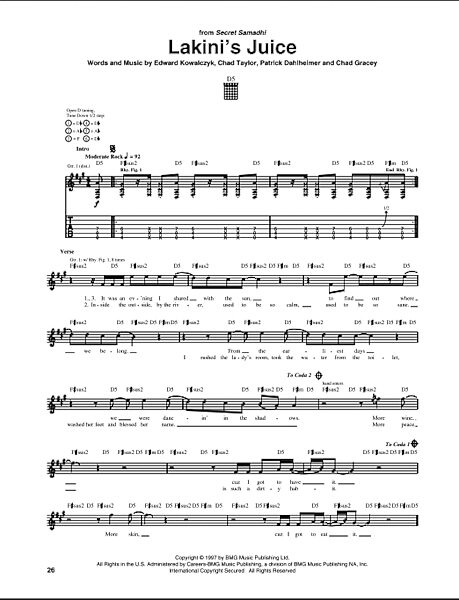 open zoom image for Lakini's Juice - Guitar TAB, New, Main