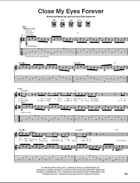 open zoom image for Close My Eyes Forever - Guitar TAB, New, Main