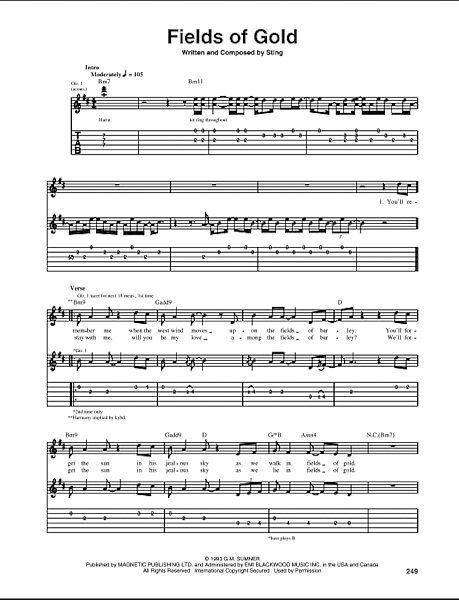 open zoom image for Fields Of Gold - Guitar TAB, New, Main