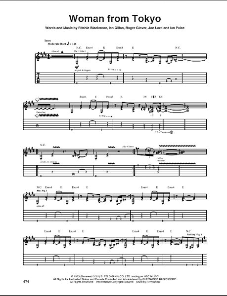 open zoom image for Woman From Tokyo - Guitar TAB, New, Main
