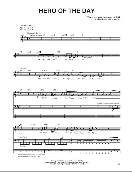 open zoom image for Hero Of The Day - Bass Tab, New, Main