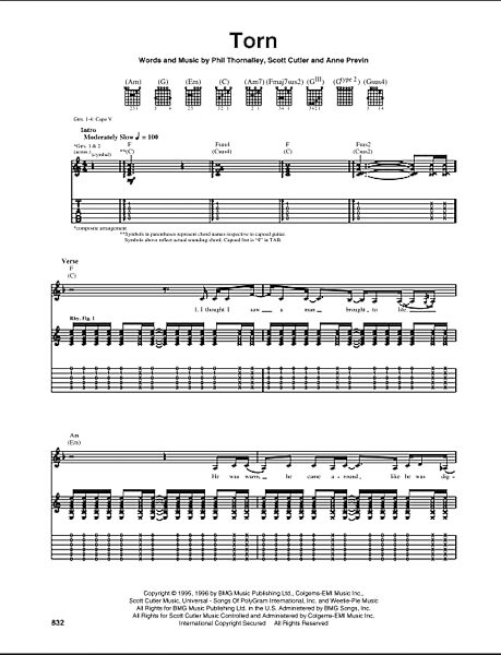 open zoom image for Torn - Guitar TAB, New, Main