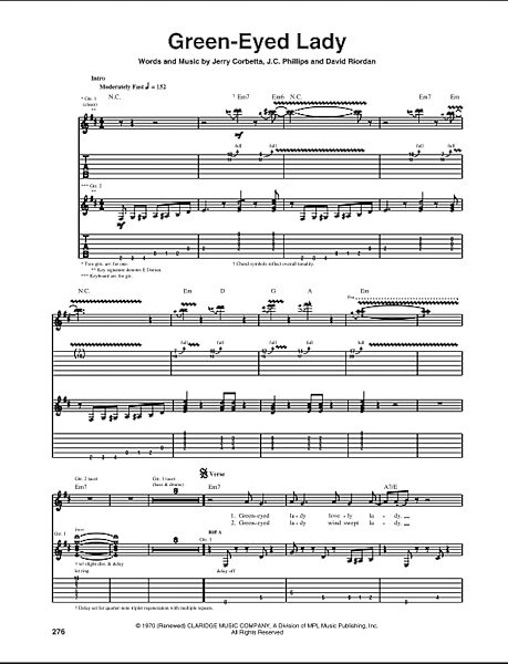 open zoom image for Green-Eyed Lady - Guitar TAB, New, Main