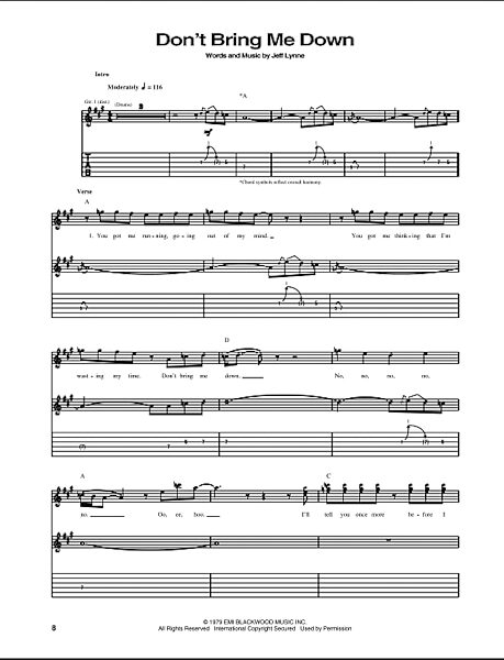 open zoom image for Don't Bring Me Down - Guitar TAB, New, Main