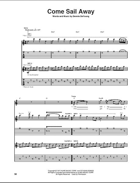 open zoom image for Come Sail Away - Guitar TAB, New, Main