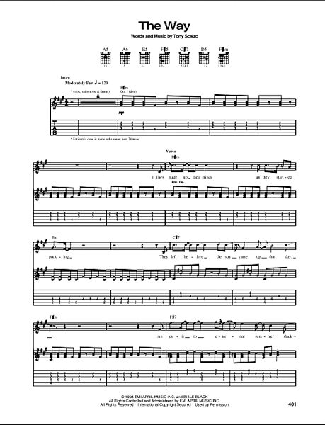 open zoom image for The Way - Guitar TAB, New, Main
