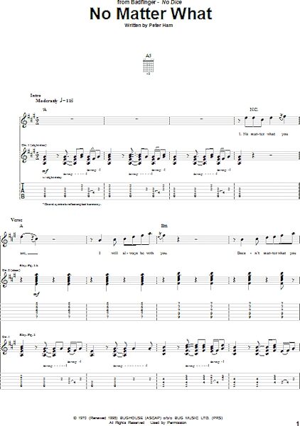 open zoom image for No Matter What - Guitar TAB, New, Main