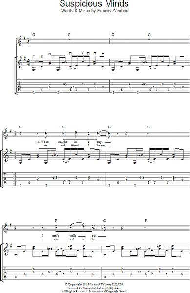 open zoom image for Suspicious Minds - Piano/Vocal/Guitar, New, Main