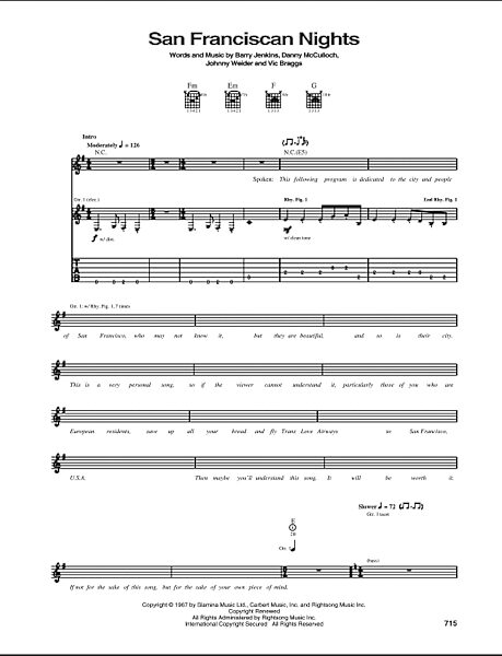 open zoom image for San Franciscan Nights - Guitar TAB, New, Main
