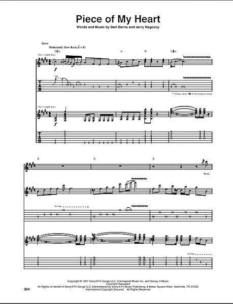 open zoom image for Piece Of My Heart - Guitar TAB, New, Main