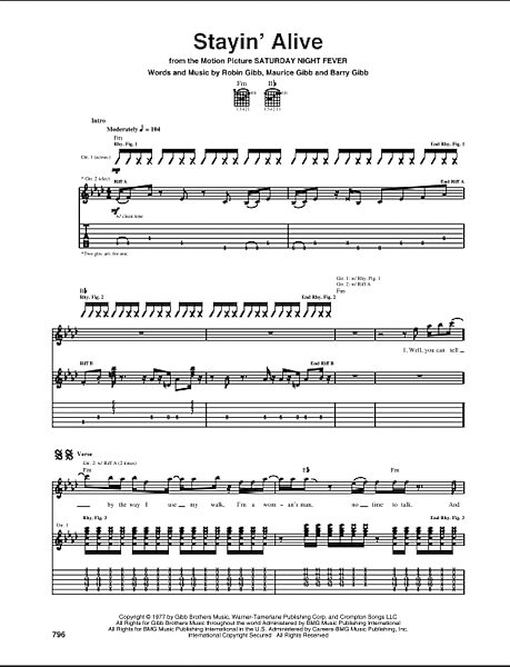 open zoom image for Stayin' Alive - Guitar TAB, New, Main