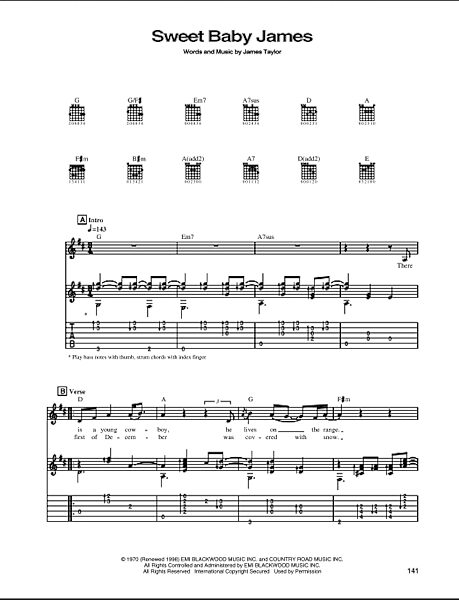 open zoom image for Sweet Baby James - Guitar TAB, New, Main