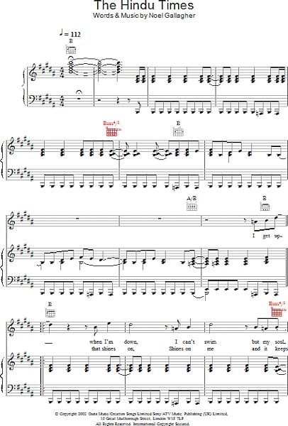 open zoom image for The Hindu Times - Piano/Vocal/Guitar, New, Main