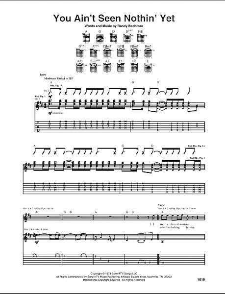 open zoom image for You Ain't Seen Nothin' Yet - Guitar TAB, New, Main